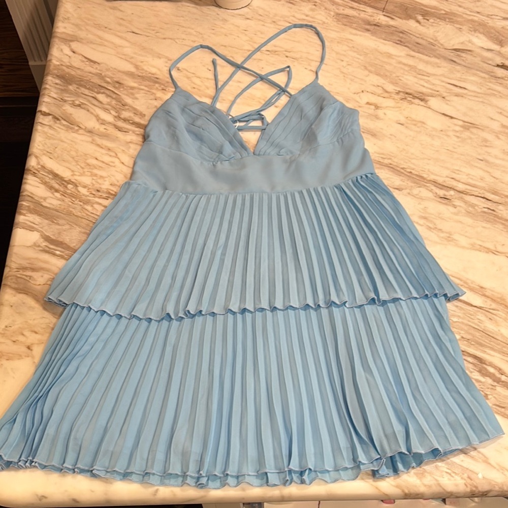 Hello Molly Light Blue Pleated Dress